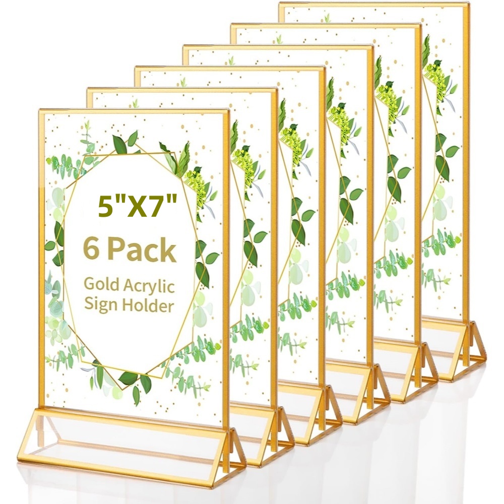 6Pack 5x7 Clear Acrylic Sign H - Table Number Gold review and price